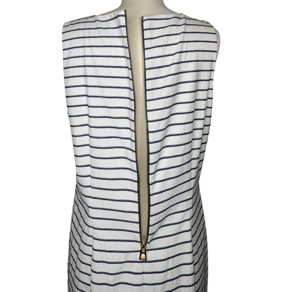 Sail To Sable White Navy Striped Sleeveless Stretch Dress Large Zipper Back - Picture 11 of 12
